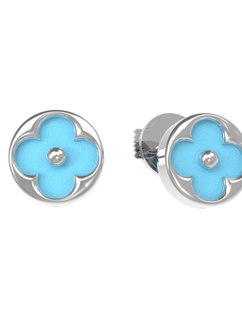 Серьги из белого золота c бирюзой