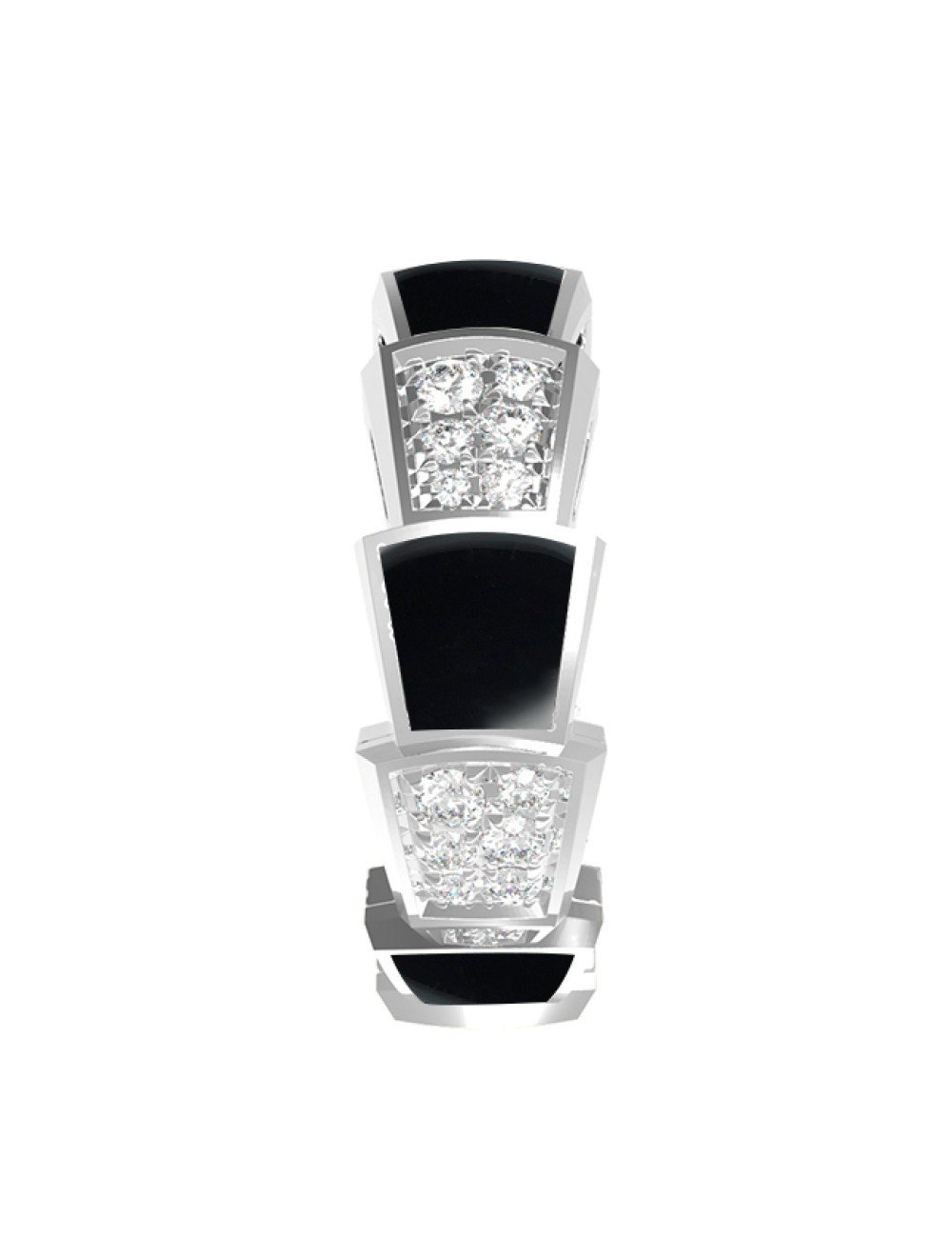 Кольцо из белого золота c бриллиантами и ониксом