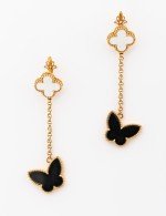 Серьги из золота c ониксом и перламутром