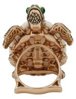 Кольцо из золота c эмалью и бивнем мамонта