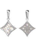 Подвеска из белого золота c бриллиантами и перламутром