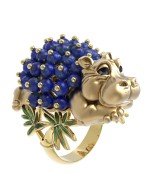 Кольцо из лимонного золота c эмалью и лазуритом