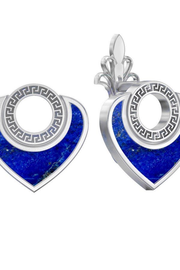 Серьги из белого золота c лазуритом