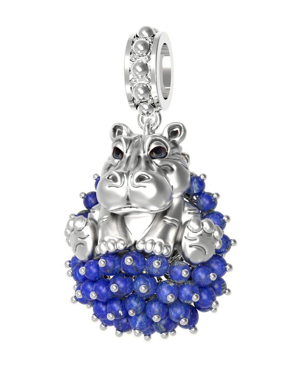 Подвеска из белого золота c эмалью и лазуритом