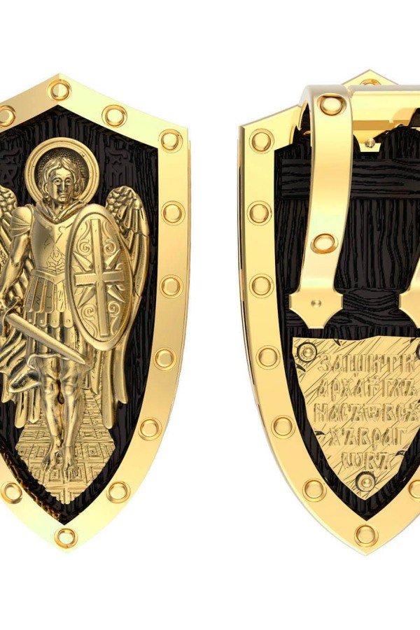 Образок из лимонного золота c эбеновым деревом