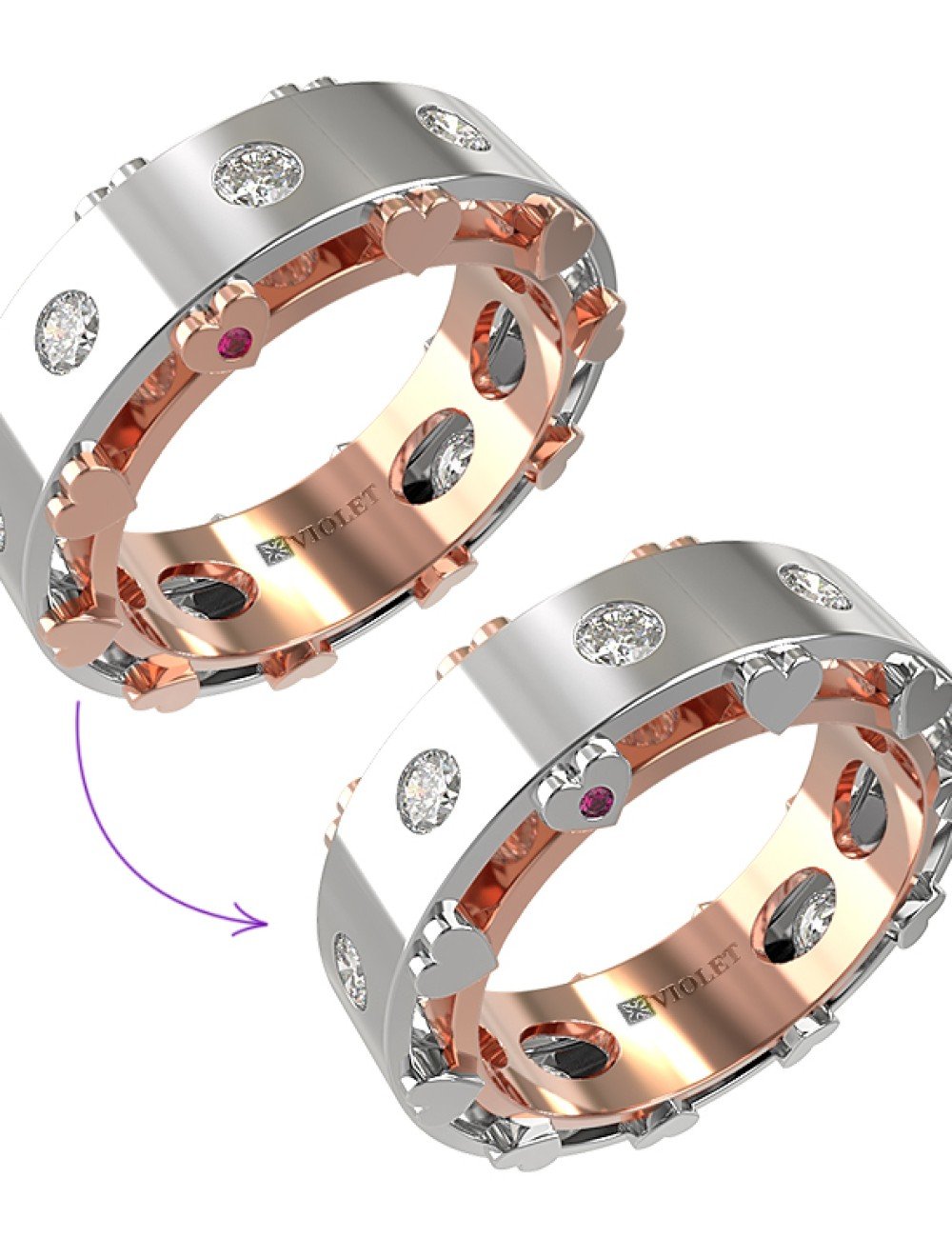 Кольцо из золота c бриллиантами и рубином