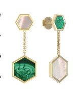 Серьги из лимонного золота c малахитом и перламутром