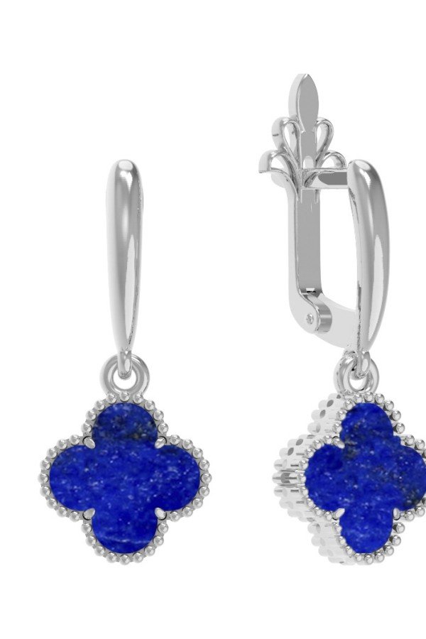 Серьги из белого золота c лазуритом