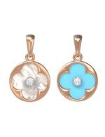 Подвеска из золота c бриллиантами, бирюзой и перламутром