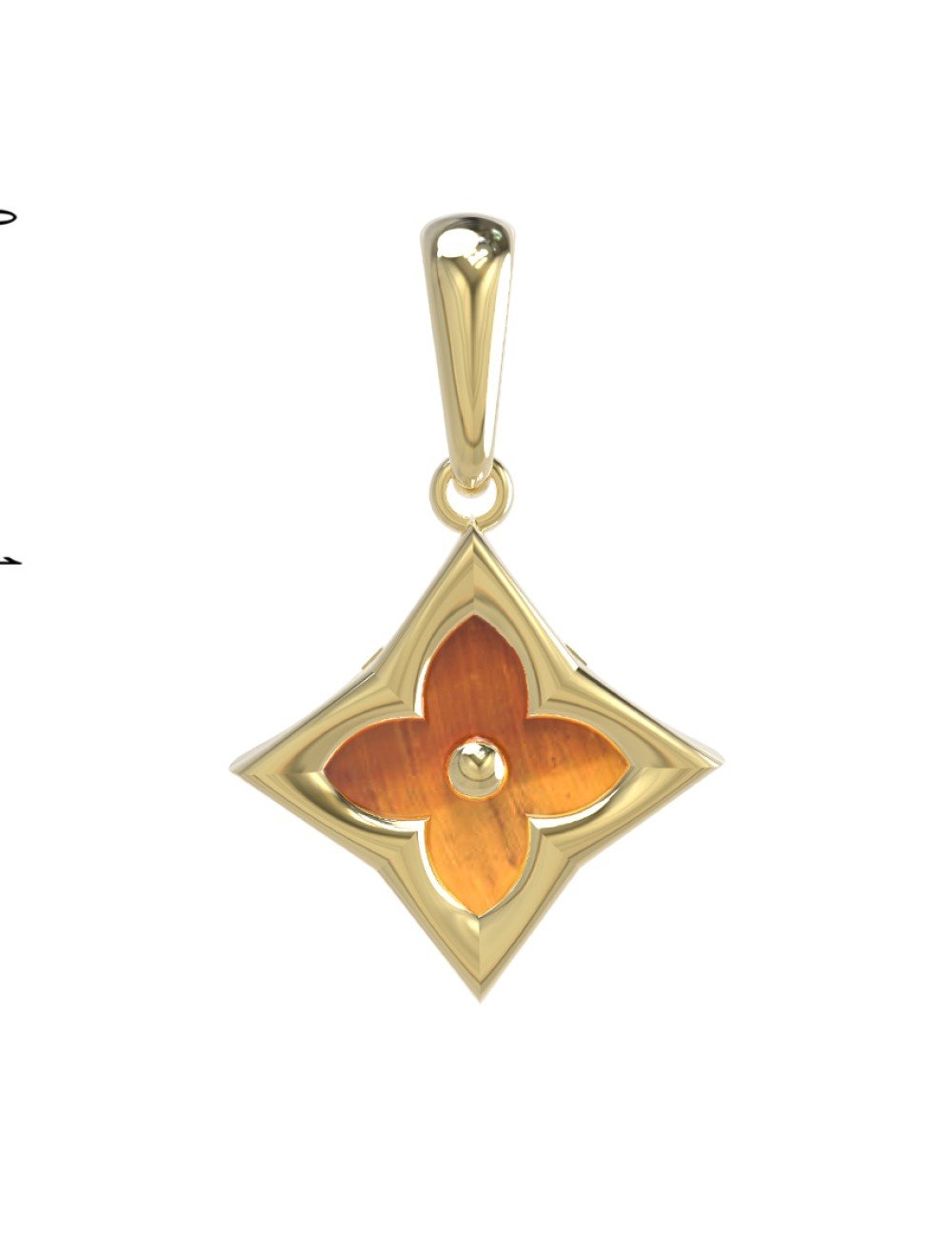 Подвеска из лимонного золота c тигровым глазом