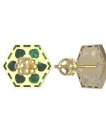 Серьги из лимонного золота c малахитом и перламутром