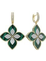Серьги из лимонного золота c бриллиантами и малахитом