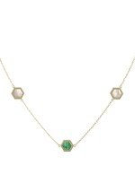 Колье из лимонного золота c малахитом и перламутром