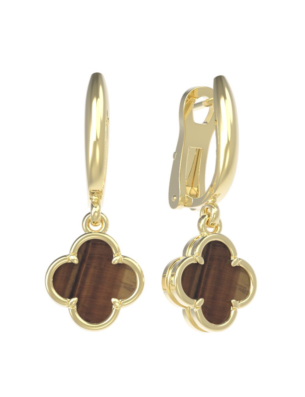 Серьги из лимонного золота c тигровым глазом