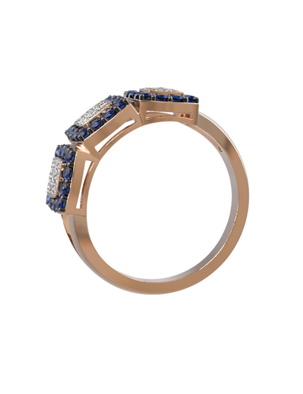 Кольцо из золота c бриллиантами и сапфиром