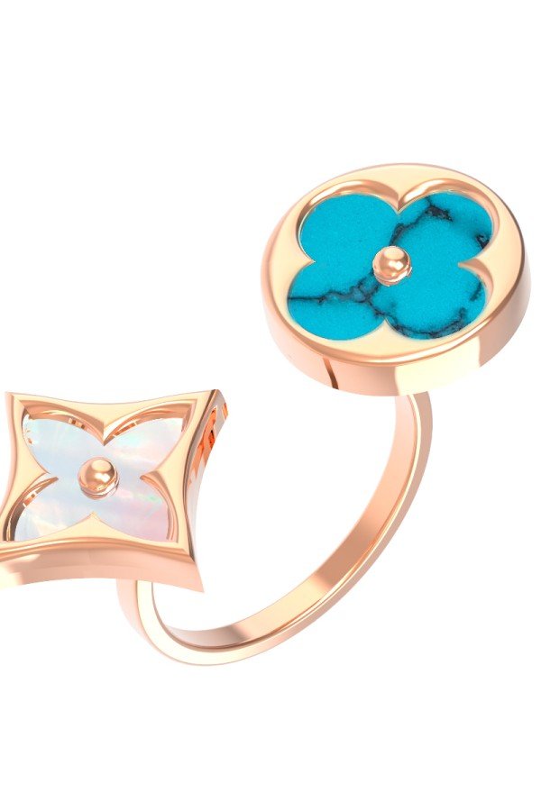 Кольцо из золота c бирюзой и перламутром