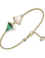 Браслет из лимонного золота c малахитом и перламутром