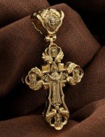 Крест из лимонного золота c эбеновым деревом