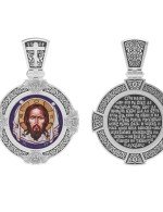 Образок из белого золота c эмалью и иконописью