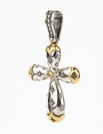 Крест из серебра и золота c фианитом