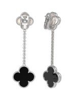 Серьги из белого золота c ониксом и перламутром