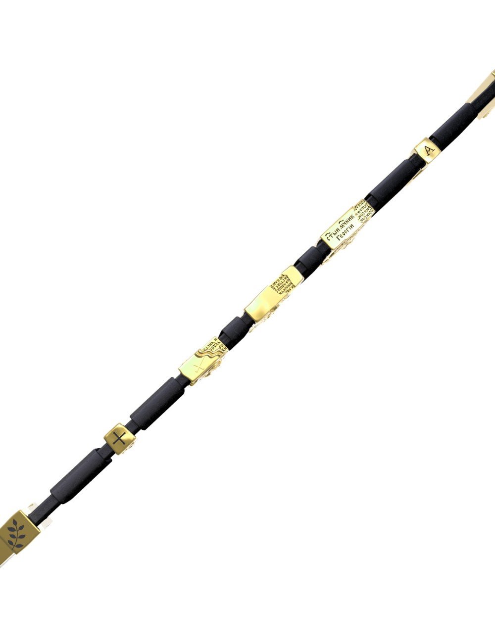 Браслет из лимонного золота c кожаным шнурком