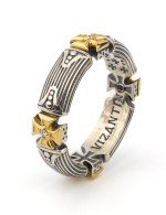 Кольцо из серебра и золота c бриллиантами и рубином