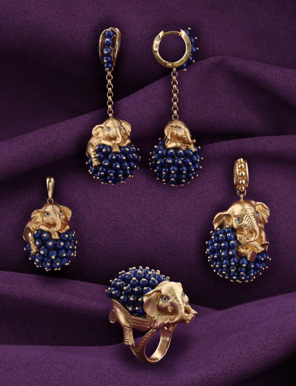 Подвеска из золота c эмалью и лазуритом