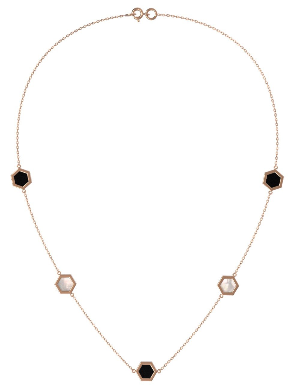 Колье из золота c ониксом и перламутром