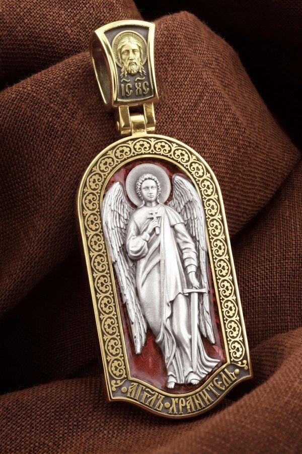 Образок из лимонного золота c эмалью