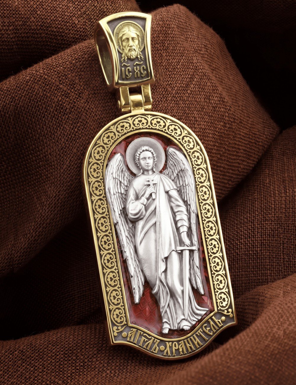 Образок из лимонного золота c эмалью