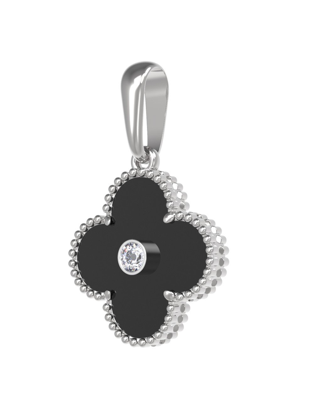 Подвеска из белого золота c бриллиантами и ониксом