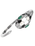 Браслет из белого золота c бриллиантами, рубином, ониксом, малахитом и перламутром