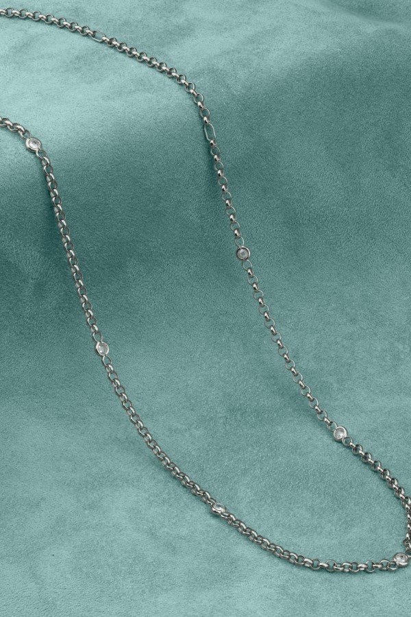 Цепь из белого золота c фианитом