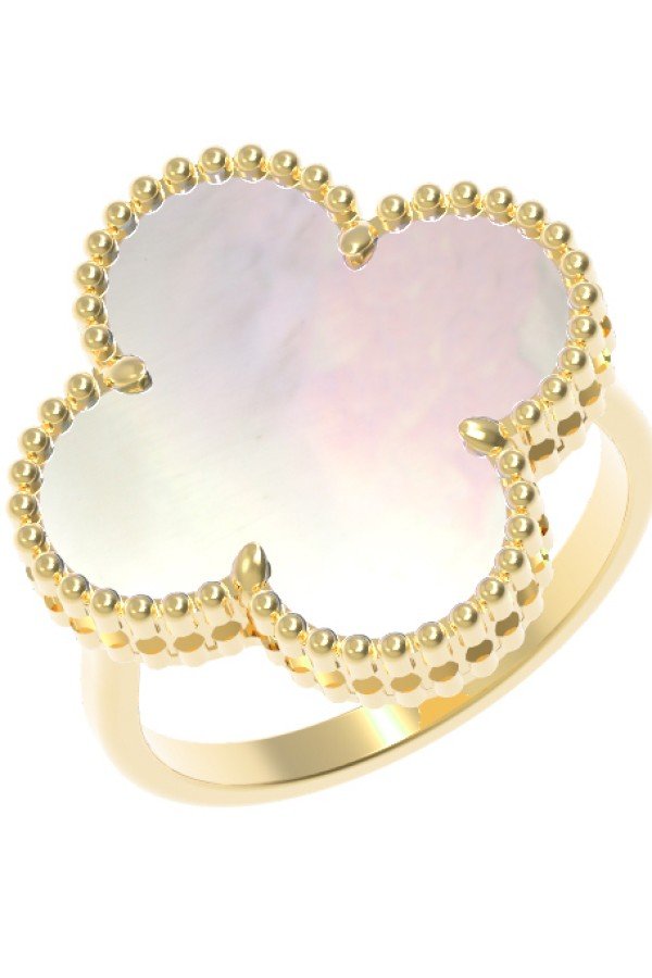 Кольцо из лимонного золота c перламутром