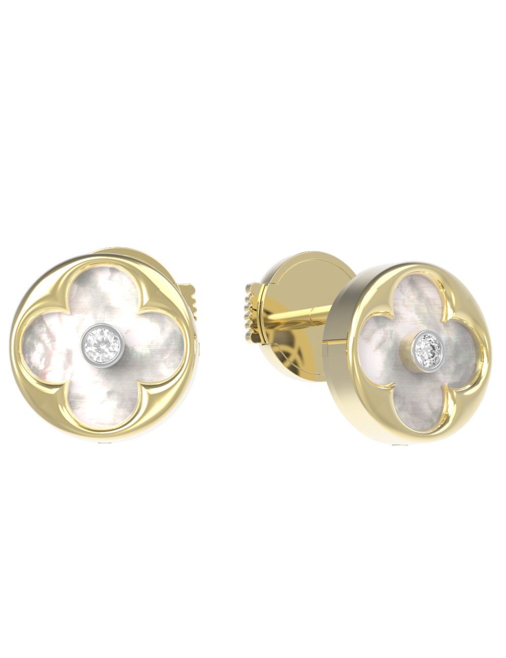 Серьги из лимонного золота c бриллиантами и перламутром