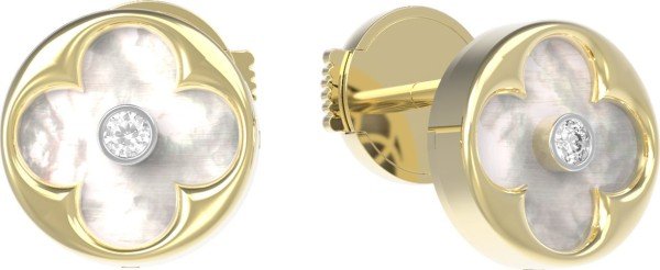 Серьги из лимонного золота c бриллиантами и перламутром