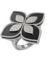 Кольцо из белого золота c бриллиантами и ониксом