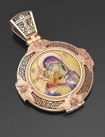 Образок из золота c эмалью и иконописью