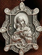 Образок из белого золота c бриллиантами