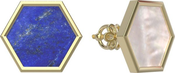 Серьги из лимонного золота c лазуритом и перламутром