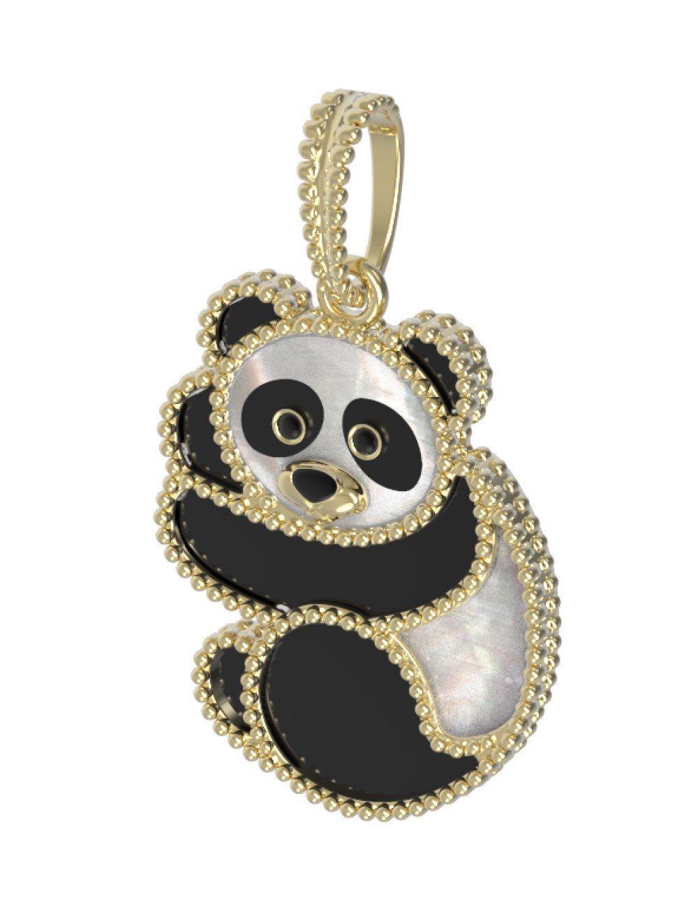 Подвеска из лимонного золота c эмалью, ониксом и перламутром