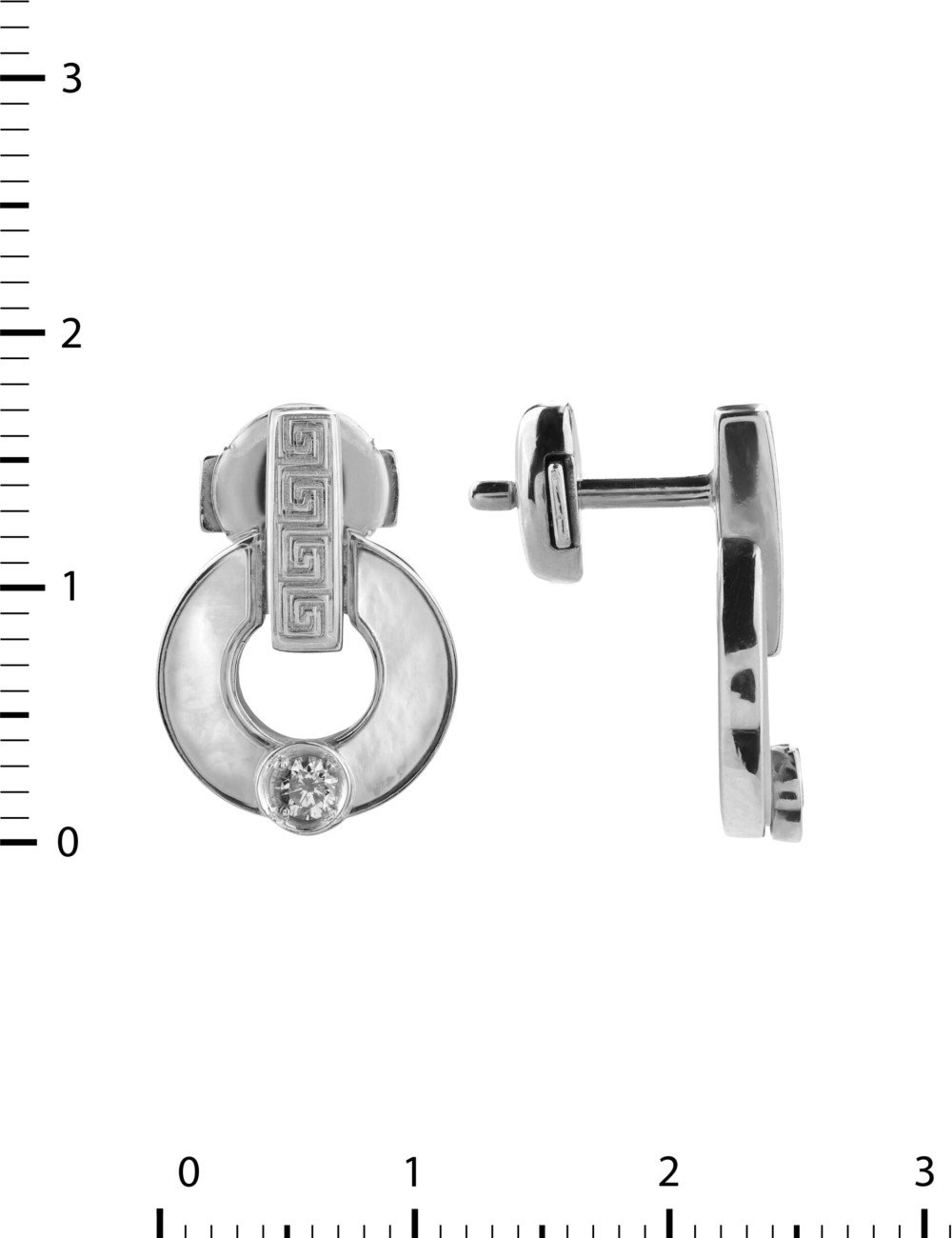 Серьги из белого золота c бриллиантами и перламутром