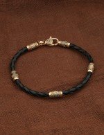 Браслет из золота c кожаным шнурком