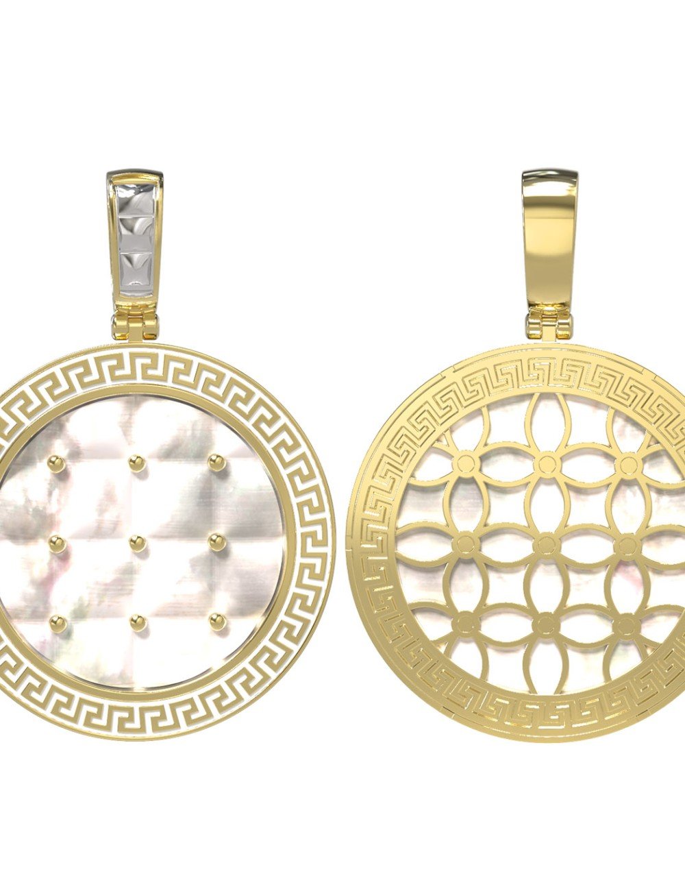 Подвеска из лимонного золота c эмалью и перламутром