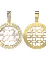 Подвеска из лимонного золота c эмалью и перламутром