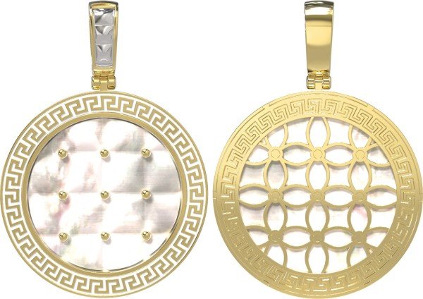 Подвеска из лимонного золота c эмалью и перламутром