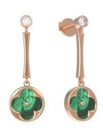 Серьги из золота c фианитом и малахитом