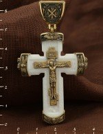 Крест из лимонного золота c бивнем мамонта