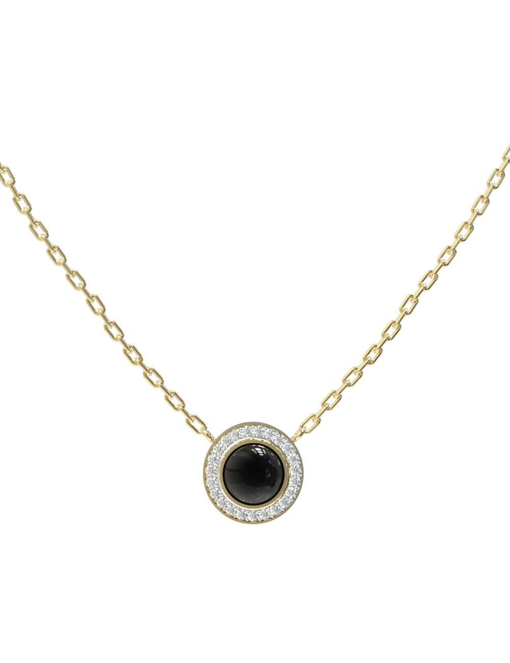Колье из лимонного золота c бриллиантами и ониксом